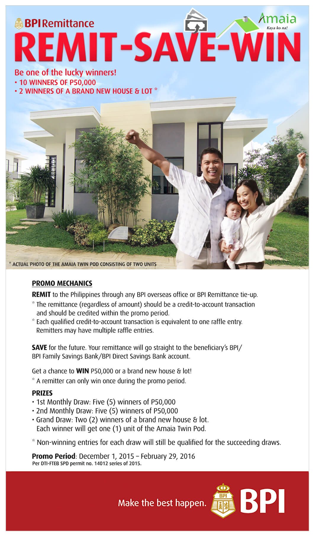 Bank of the Philippine Islands (BPI) launches Remit-Save-Win Promotion, 2015!